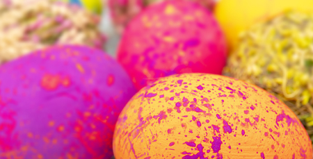 Painted eggs are a symbol of the traditional Christian holiday of Easter.の写真素材
