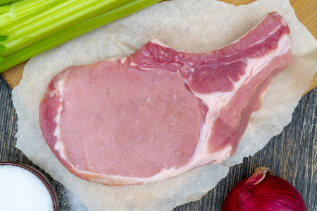Raw pork steak.の写真素材