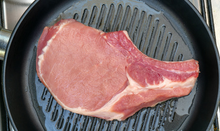 Raw pork steak.の写真素材
