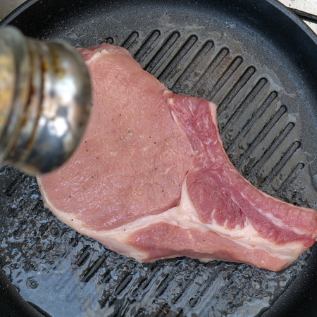 Raw pork steak.の写真素材