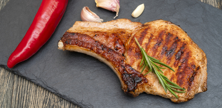Grilled pork steak.の写真素材