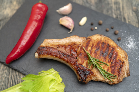 Grilled pork steak.の写真素材