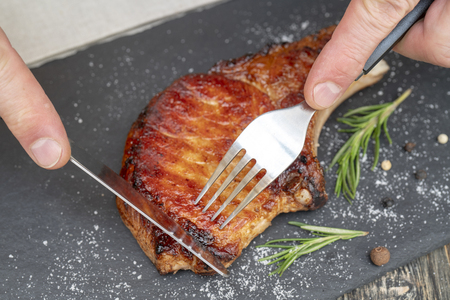 Grilled pork steak.の写真素材