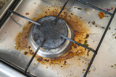 Old dirty gas stove.の写真素材