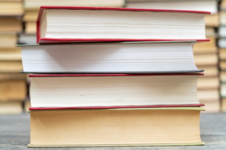 Stack of books in the library. Symbol of knowledge and learning.の写真素材