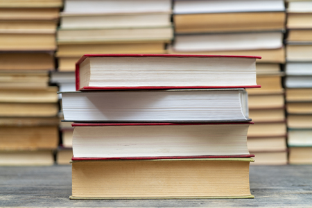 Stack of books in the library. Symbol of knowledge and learning.の写真素材