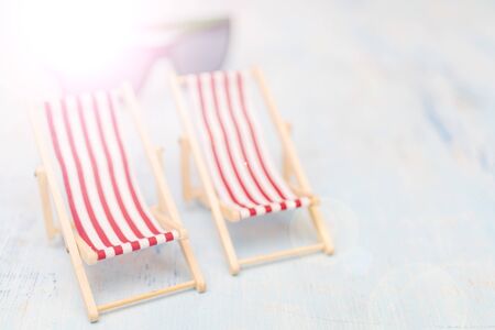 Travel set - sunglasses, deck chairの写真素材