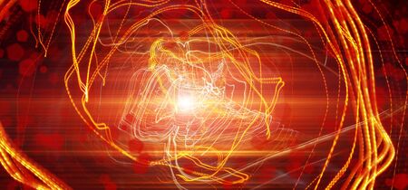 Line car headlights with long exposure. Abstract background.の写真素材