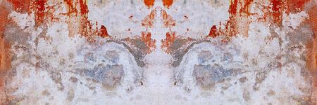 Texture of old wall. Red brick, cement and plaster.の写真素材
