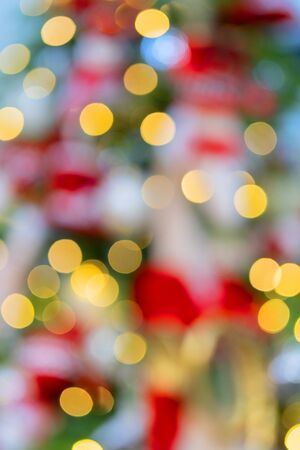 Yellow christmas tree lights. Defocus. Background for design.の写真素材