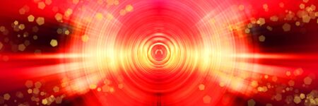 Dynamic red lines of light. Light from central point.の写真素材