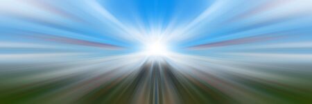 Dynamic blue lines of light. Light from central point.の写真素材