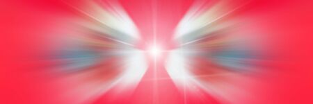 White Angel Wings. Dynamic red and white lines of light. Light from central point.の写真素材