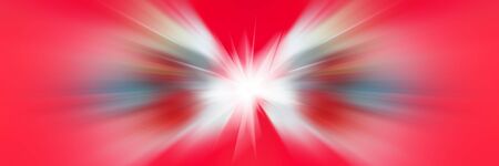 White Angel Wings. Dynamic red and white lines of light. Light from central point.の写真素材