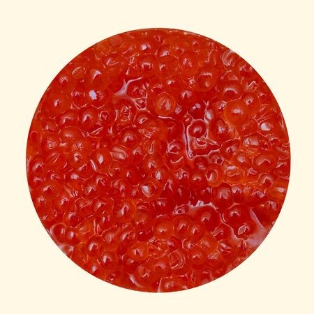 Fresh red caviar on white background. Natural texture. Sea products.の写真素材