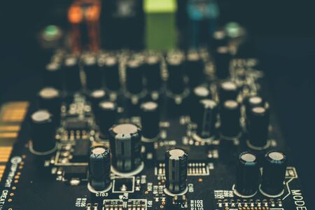 Computer board in perspective. Modern electronic technology. Computer Repair.の写真素材