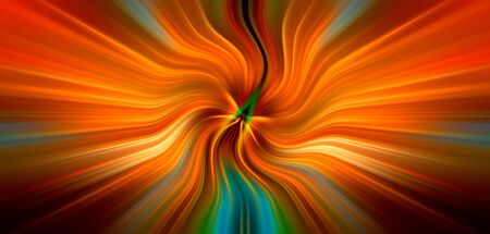 Flash of orange light. Abstract background of luminous lines.