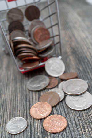 Metallic American cents. Storage and accumulation of money in the financial system of banks and...