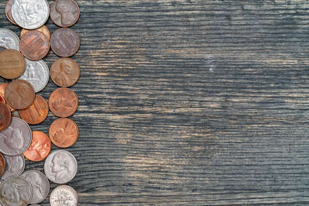 Metallic American cents. Storage and accumulation of money in the financial system of banks and...