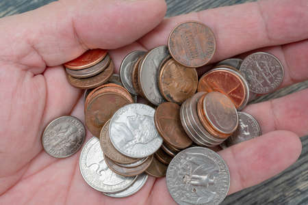 Metallic American cents. Storage and accumulation of money in the financial system of banks and...