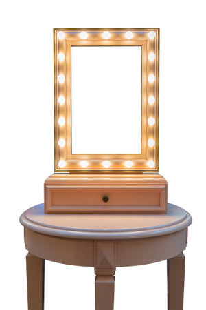 Mirror in the artist's dressing room. Illumination with electric lamps.の写真素材
