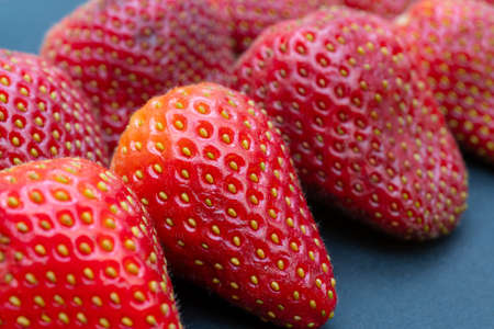 Ripe, fresh, red strawberries close-up. A useful berry for farming.の写真素材