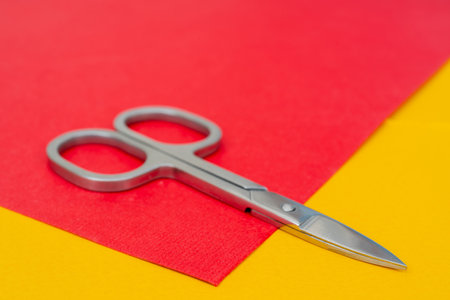 Small metal scissors for cutting paper. DIY homemade art.