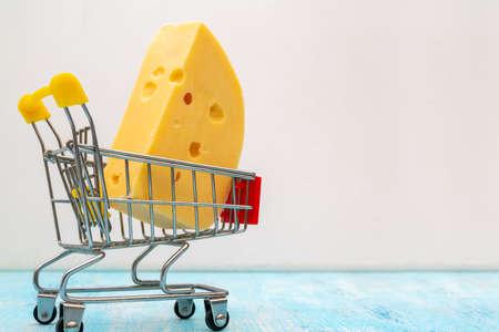 Fresh, delicious farm product masdam cheese. The products are sold.の写真素材