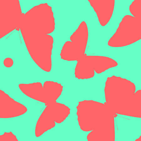 Seamless pattern of silhouettes of butterflies. Natural background of beautiful insects.の写真素材