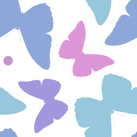 Seamless pattern of silhouettes of butterflies. Natural background of beautiful insects.の写真素材