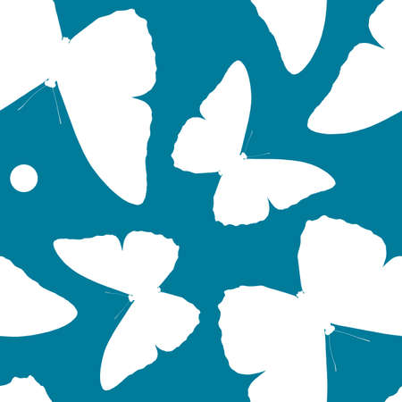 Seamless pattern of silhouettes of butterflies. Natural background of beautiful insects.の写真素材