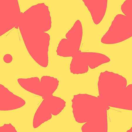 Seamless pattern of silhouettes of butterflies. Natural background of beautiful insects.の写真素材