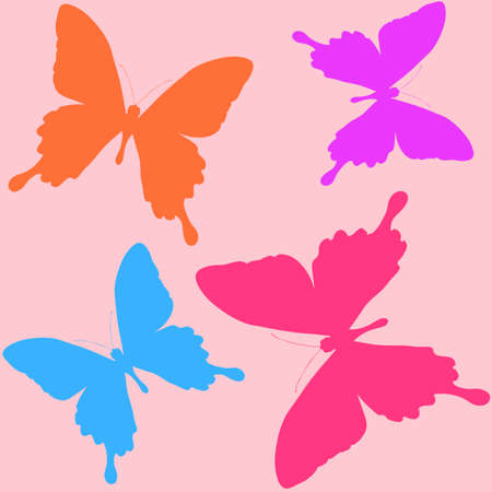 Seamless pattern of silhouettes of butterflies. Natural background of beautiful insects.の写真素材