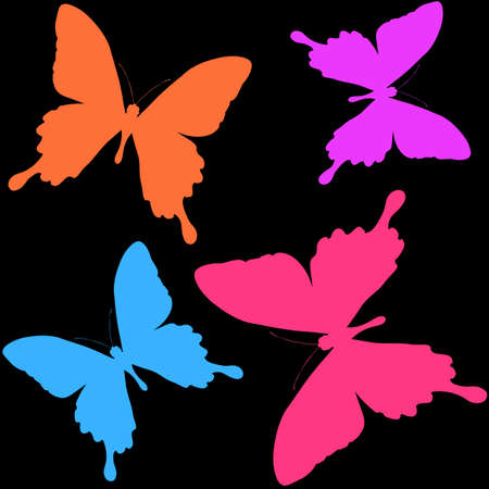 Seamless pattern of silhouettes of butterflies. Natural background of beautiful insects.の写真素材