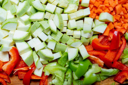 Fresh chopped vegetables. Healthy food and healthy lifestyle.の写真素材