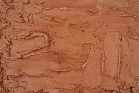 Chocolate ice cream texture. Top view. Delicious cool treat.の写真素材