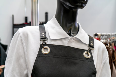 A dummy in a black kitchen apron.の写真素材