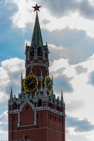 Tower clock in the Moscow Kremlin. The old tower of the Moscow Kremlin.の写真素材