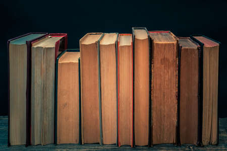 Yellow pages Old paper books. Background for educational texts.の写真素材