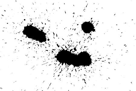 Black blot on a white background. Spots of black ink on a piece of paper.の写真素材