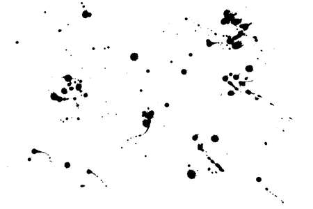 Black blot on a white background. Spots of black ink on a piece of paper.の写真素材