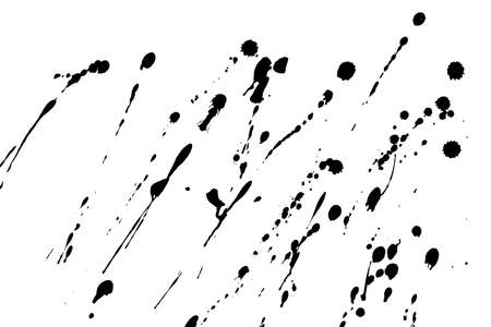 Black blot on a white background. Spots of black ink on a piece of paper.の写真素材