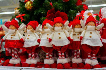 Holiday decorations for the Christmas tree. Blurred holiday background.の写真素材