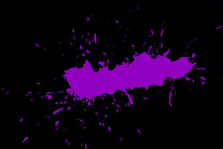 Violet blot on a black background. Spots of paint on a piece of paper.の写真素材