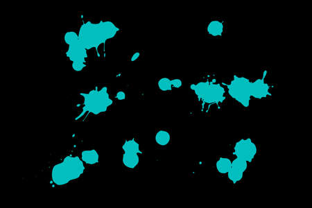 Red blot on a black background. Spots of paint on a piece of paper.の写真素材