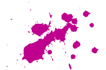 Pink blot on a white background. Spots of ink on a piece of paper.の写真素材