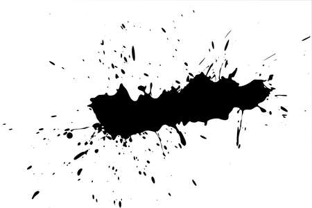 Black blot on a white background. Spots of ink on a piece of paper.の写真素材