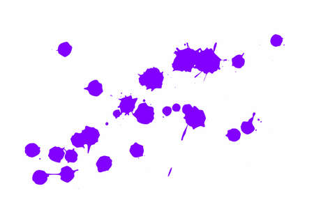 Violet blot on a white background. Spots of ink on a piece of paper.の写真素材
