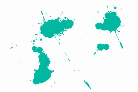 Green blot on a white background. Spots of ink on a piece of paper.の写真素材