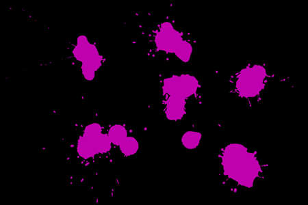 Pink blot on a black background. Spots of paint on a piece of paper.の写真素材